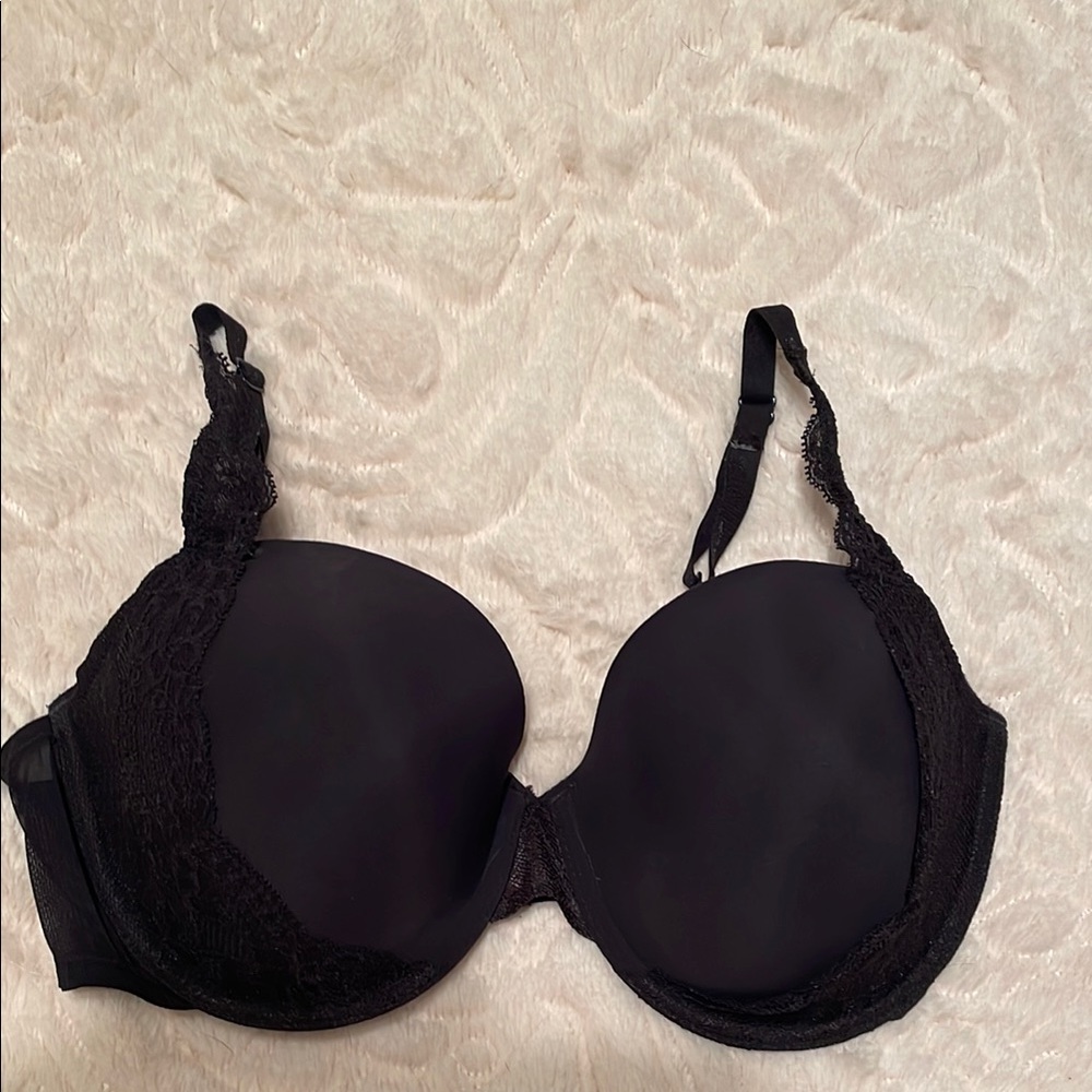 Victorias Secret Lined Demi Bra 34DD Black with Lace